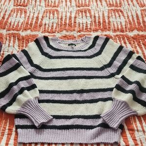 Who What Wear Lilac and Black Striped Sweater